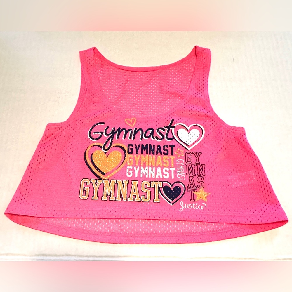 Gymnast Collection! Justice mesh tank top, girls size 6, bright pink